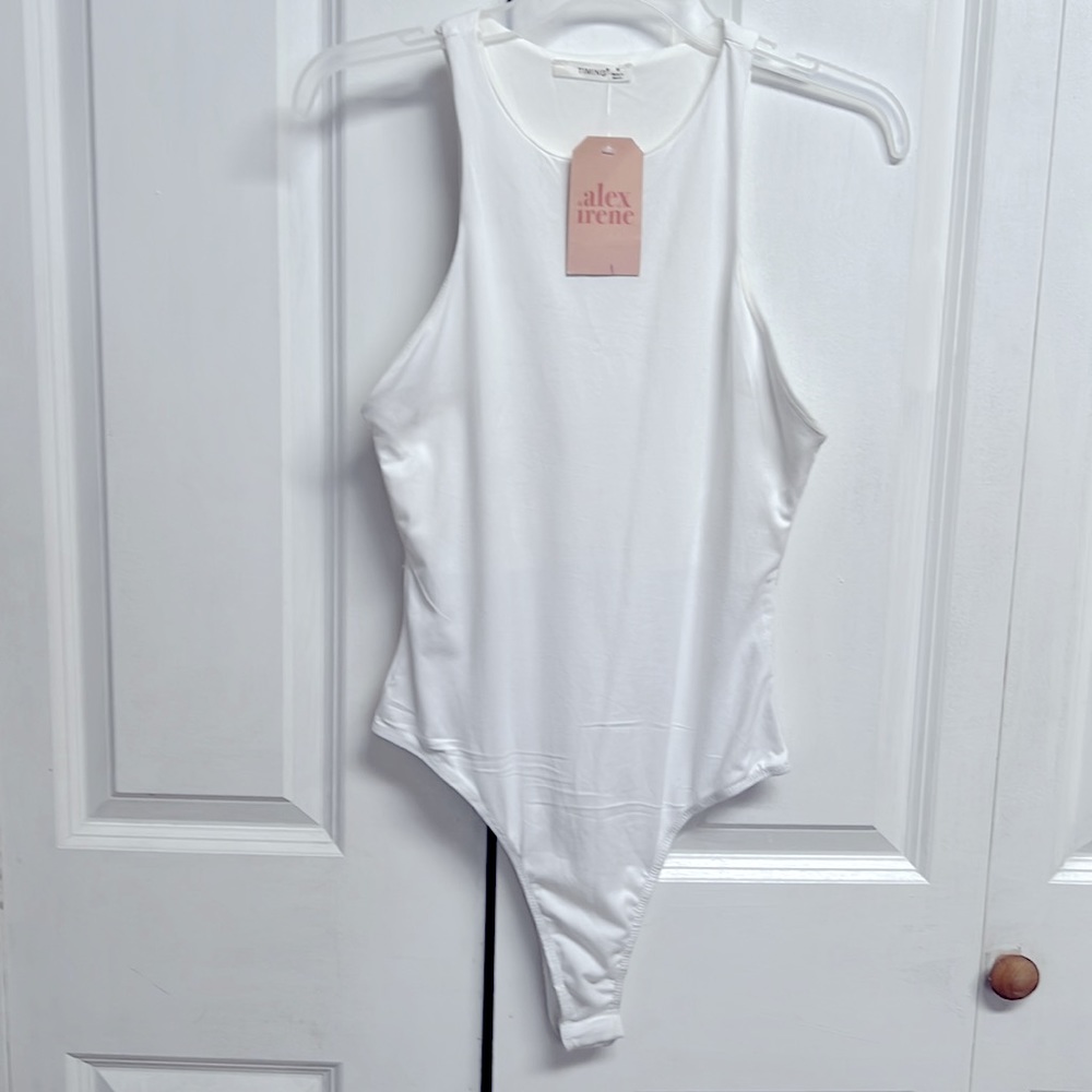 Alan & Irene Timing White Sleeveless Body Suit Size M New with tags